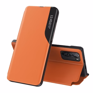 Eco Nahka View Case Tyylikäs Flip Cover Case Stand-toiminnolla Xiaomi Redmi K40 Pro + / K40 Pro / K40 / Poco F3 Orange