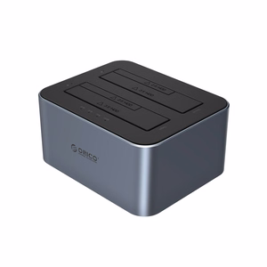 Orico 6626C3-C-V1 2-aseman telakointiasema offline-kloonaustoiminnolla 2,5"/3,5" SATA HDD/SSD - harmaa