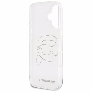 Karl Lagerfeld IML Rhinestones Karl Head Case for iPhone 16 Clear