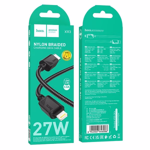 Kaapeli USB-C Lightning Hoco PD 27W 1 m X113 musta