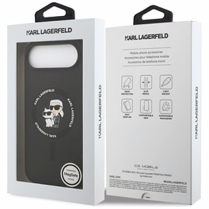Karl Lagerfeld Silikoninen Karl&Choupette Ring MagSafe Suojakuori iPhone 17 Air:lle - Musta