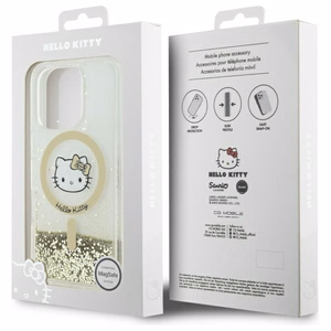 Hello Kitty Liquid Glitter Fever MagSafe Suojakuori iPhone 16 Pro Max:lle - kultainen
