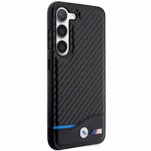 BMW Nahkainen Carbon Suojakuori Samsung Galaxy S23+:lle - musta