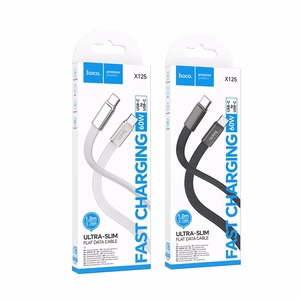 Hoco X125 Litteä Kaapeli USB-C – USB-C 3A 60W 1m musta