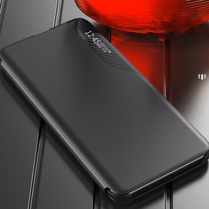 Eco Leather View Case nahkainen Suojakuori Samsung Galaxy A24 4G:lle kippujalustan kanssa musta