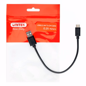 UNITEK USB-A — USB-C -kaapeli 25CM, Y-C480BK