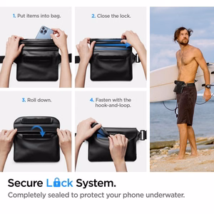Spigen Aqua Shield A621 Vedenpitävä lantiolaukku + kelluva kotelo - Musta