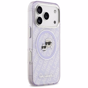 Karl Lagerfeld IML Glitter Karl & Choupette Heads Logo MagSafe -suojakuori iPhone 17 Pro - violetti