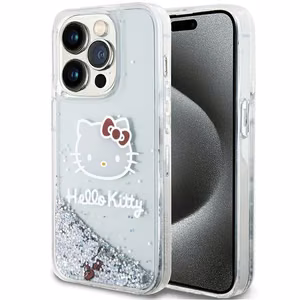 Hello Kitty Liquid Glitter Charms Kitty Head Suojakuori iPhone 14 Pro Max:lle - hopeinen