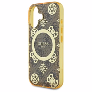 Guess IML Peony On 4G Background MagSafe Suojakuori iPhone 16:lle - ruskea