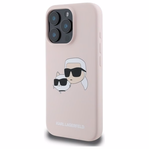 Karl Lagerfeld Silikoninen Nauble Heads Print MagSafe Suojakuori iPhone 16 Pro Max:lle - Vaaleanpunainen