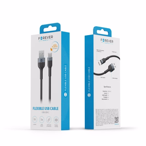 Forever Flexible cable USB - USB-C 1,0 m 3A black
