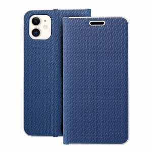 Flip-suojakuori iPhone 11:lle Luna Book Carbon sininen