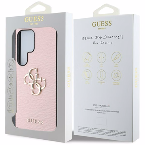 Guess Grained Big 4G Logo Small Classic Logo -suojakuori Samsung Galaxy S25 Ultra pinkki