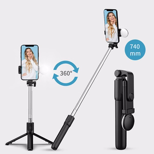 Selfiekeppi WR1YXS teleskooppijalusta 0.71m rengasvalolla - musta