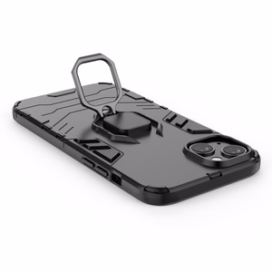 Ring Armor tapauksessa iPhone 14 panssaroitu kansi magneettinen haltija rengas musta