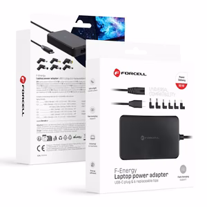 Forcell F-Energy E856 universal laptop charger 90W USB C + 6 adapters black