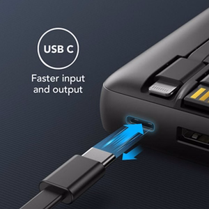Ulkoinen akku Veger C20 (W2047 / W2059) 20000 mAh sisäänrakennetuilla Micro-USB-kaapeleilla / Type C / Lightning musta