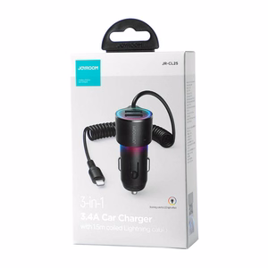 Joyroom JR-CL25 autolaturi 2x USB + Lightning kaapeli (musta)