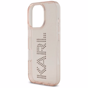 Karl Lagerfeld IML Rhinestones Logo iPhone 16 Pro Max Suojakuori - Vaaleanpunainen