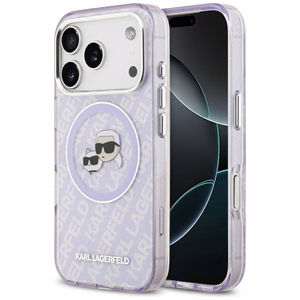 Karl Lagerfeld IML Glitter Karl & Choupette Heads Logo MagSafe -suojakuori iPhone 17 Pro - violetti