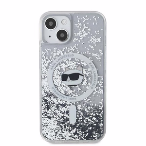 Karl Lagerfeld Liquid Glitter Choupette Head MagSafe suojakuori iPhone 15 / 14 / 13:lle - läpinäkyvä