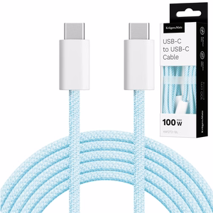 Krüger&Matz Basic USB-C–USB-C-kaapeli, 100 W, 1 m, sininen