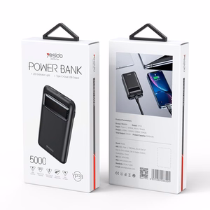yesido Powerbank YP33 5 000 mAh LED,  2xUSB-A + USB-C BLACK