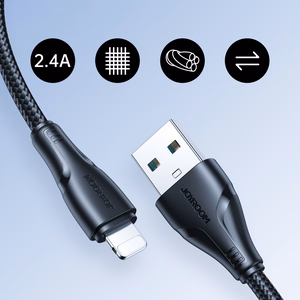 Joyroom Surpass Series A11 USB-A / Lightning 2.4A kaapeli 1.2 m - musta