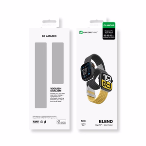 2 kpl AmazingThing Blend Band Apple Watch 45/46/49mm:lle - keltainen-musta / musta