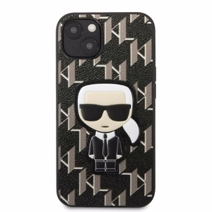 Karl Lagerfeld KLHCP13SPMNIKBK iPhone 13 mini 5.4" kovakuori musta/musta Monogram Ikonik Patch