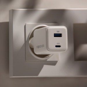 Forever TC-08-45AC GaN PD QC charger 1x USB-C 1x USB 45W white