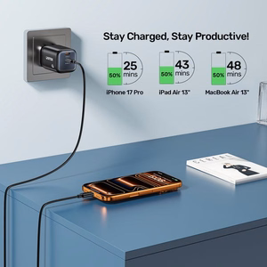 2x GAN 45 W verkkolaturi, 2x USB-C PD, QC