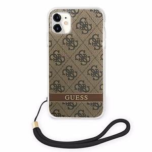 Guess GUOHCN61H4STW iPhone 11 ruskea/ruskea kovakotelo 4G Print hihna