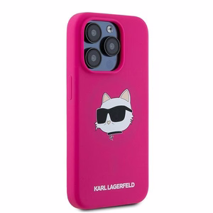 Karl Lagerfeld Silicone Choupette Head MagSafe silikoninen suojakuori iPhone 15 Pro:lle - vaaleanpunainen