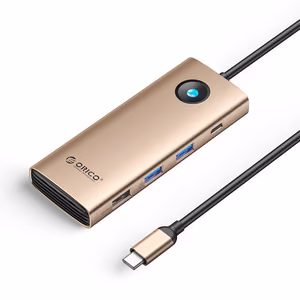 Orico PW11 8-in-1 USB-C-telakointiasema 2x USB-A 3.0 1x USB-A 2.0 1x USB-C 3.0 1x USB-C PD 100W 1x HDMI 4K 60Hz 1x VGA 1080P 60Hz 1x RJ45 Gigabit Ethernet - ruusukulta