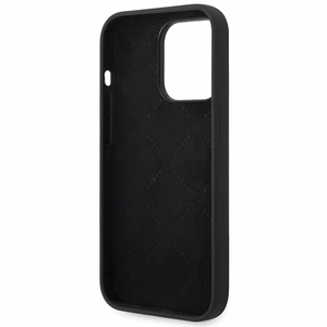 Guess silikoni Vintage Gold Logo iPhone 14 Pro kotelo - musta