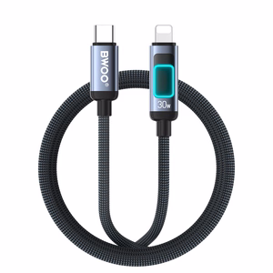 BWOO X324CL punottu pikalatauskaapeli LED-merkkivalolla PD 27W USB-C - Lightning