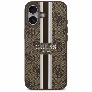 Guess 4G Printed Stripes MagSafe-suojakuori iPhone 17:lle - ruskea