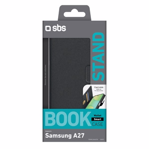SBS Wallet Smooth Suojakuori Samsung Galaxy A27 läpällä - musta