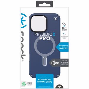 Speck Presidio2 Pro -suojakuori MagSafe- ja ClickLock-tuella iPhone 16 Pro Max:lle, Coastal Blue/Dust Grey