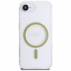 GUESS IML Glitter Circle MagSafe Alkuperäinen Suojakuori iPhone 17e/16e:lle - Läpinäkyvä