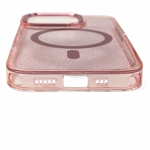 Glitter Suojakuori MagSafe-tuella iPhone 16e / 17e:lle - vaaleanpunainen