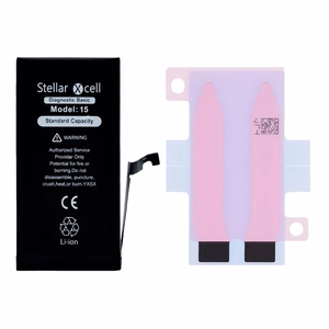 StellarXcell Diagnostic -akku Apple iPhone 15 -puhelimeen, 3349 mAh (vakiokapasiteetti + laadukas BMS-kopio)