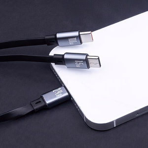 Forever 3in1 kaapeli USB - Lightning + 2x USB-C 1,2 m 100W musta