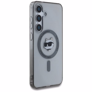 Karl Lagerfeld Button Choupette Head Printed Logo MagSafe Alkuperäinen Pussi Samsung Galaxy S25:lle Musta