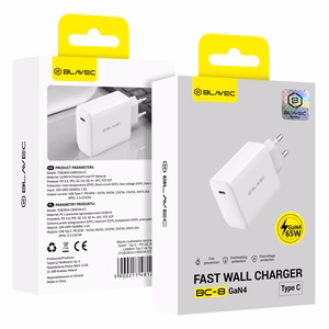 Blavec seinälaturi BC-8 GaN4 - Type C - PD QC 65W 3A (TCBC8G4-CW653A) valkoinen