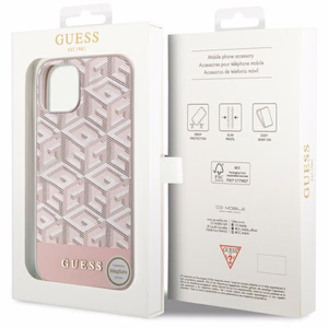 Guess case for iPhone 14 6,1" GUHMP14SHGCFSEP pink harcase Magsafe Gcube PU Stripes
