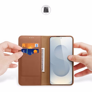 Dux Ducis Hivo Samsung Galaxy S25 Edge Suojakuori kielekkeella ja RFID-suojauksella - ruskea