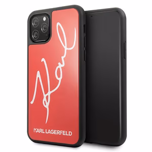 Karl Lagerfeld Signature Glitter Case iPhone 11 Pro Maxille - punainen
